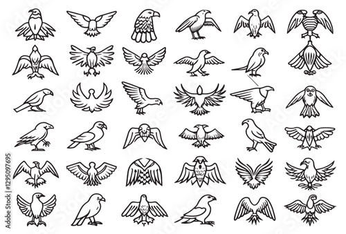 Eagle Icon Soaring High Above Mountains.eps