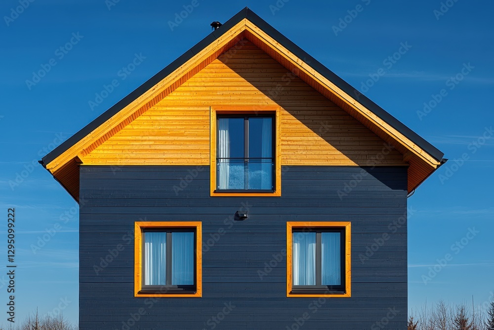 A charming house features a bright yellow window set against a clear blue sky, creating a vibrant and inviting atmosphere. A charming house features a bright yellow window set against a clear blue sky, creating a vibrant and inviting atmosphere.