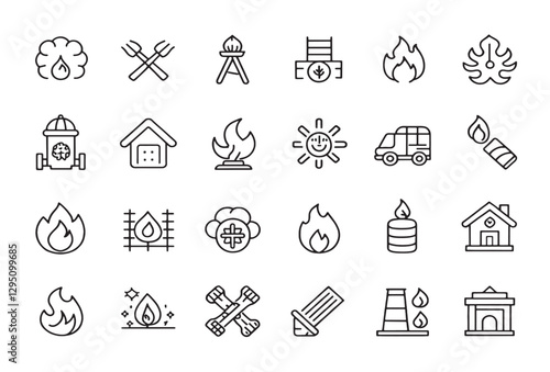 Firebreak Icon Protects Forests from Fires.eps