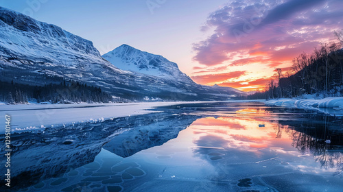 Wallpaper Mural Frozen Lake Reflection of the Northern Lights Torontodigital.ca