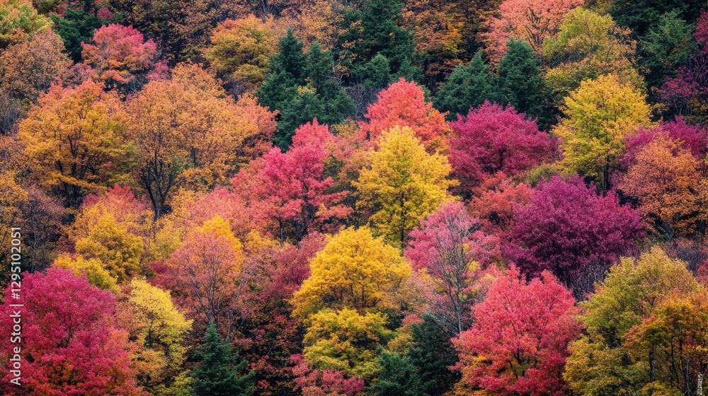 Aerial view showcasing a vibrant forest filled with trees of various colors, highlighting the beauty and diversity of nature's palette. Aerial view showcasing a vibrant forest filled with trees of various colors, highlighting the beauty and diversity of nature's palette.