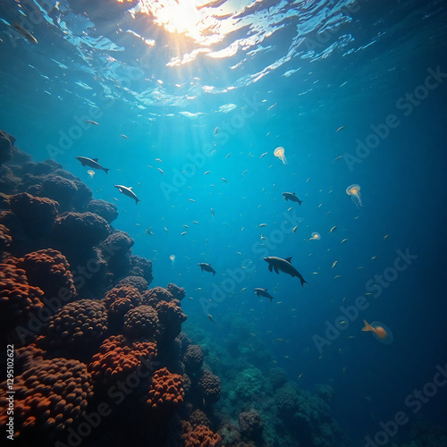 Wallpaper Mural Pristine Plastic-Free Ocean with Vibrant Marine Life and Coral Reefs Torontodigital.ca