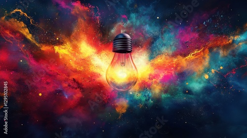 Vibrant Abstract Light Bulb with Colorful Background