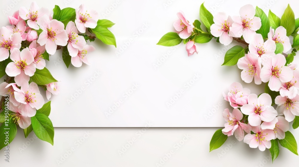 Obraz premium Two elegant white cards adorned with delicate pink flowers, showcasing a charming and artistic design perfect for various occasions.