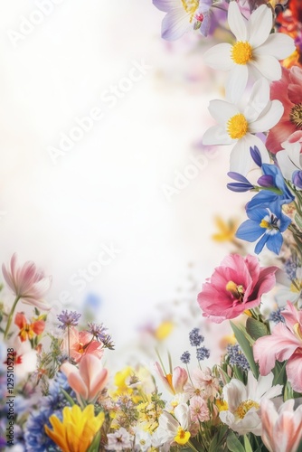Beautiful background template made of Spring flowers.