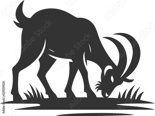 Goat sniffing the ground animal vector silhouette