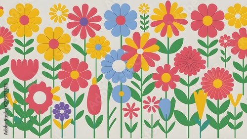 Wallpaper Mural Beautiful and popular graphic design flowers bright Torontodigital.ca