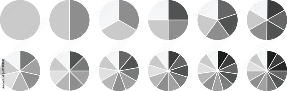 Obraz premium Pie chart set. Colorful diagram collection. Set of pie chart graph design. 