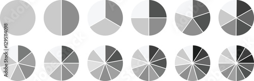 Pie chart set. Colorful diagram collection. Set of pie chart graph design. 