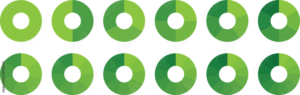 Pie chart color icons. Segment slice sign. Circle pie chart set. Circle section graph. 1,2,3,4,5,6,7,8,9,10,11,12 segment infographic. Wheel round diagram part symbol. Vector illustration. Pie chart color icons. Segment slice sign. Circle pie chart set. Circle section graph. 1,2,3,4,5,6,7,8,9,10,11,12 segment infographic. Wheel round diagram part symbol. Vector illustration.