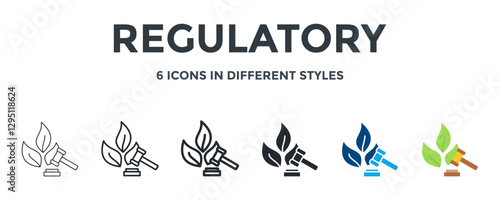 Regulatory Icon In Different Style Vector Illustration. Designed In Thin Line, Regular Line, Bold Line, Glyph, Color Fill, And Flat Style Can Be Used For Web