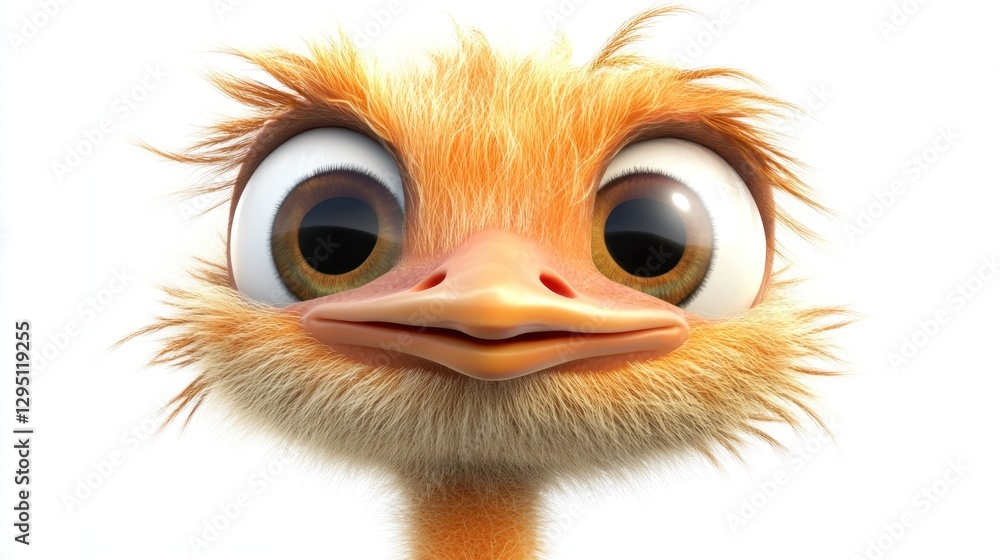 Cute Cartoon Ostrich Face Close-up Cute Cartoon Ostrich Face Close-up