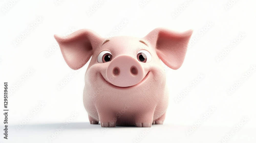 Cute cartoon pig smiling, studio shot Cute cartoon pig smiling, studio shot