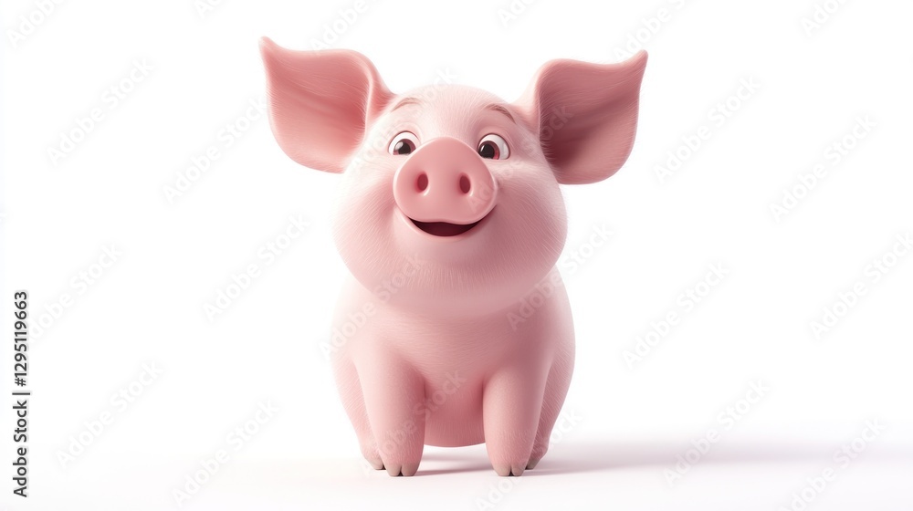 Cute cartoon pig on white background (1) Cute cartoon pig on white background (1)