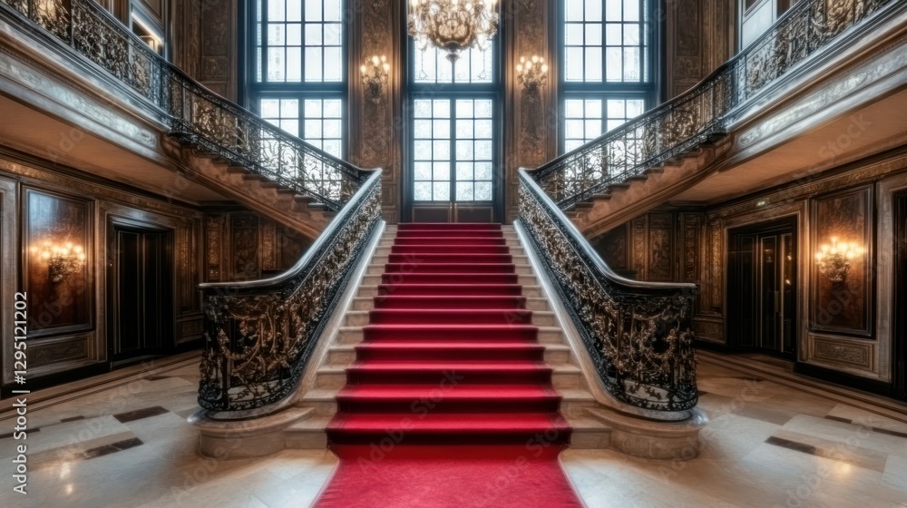 Obraz premium Grand Staircase in a Luxurious Mansion
