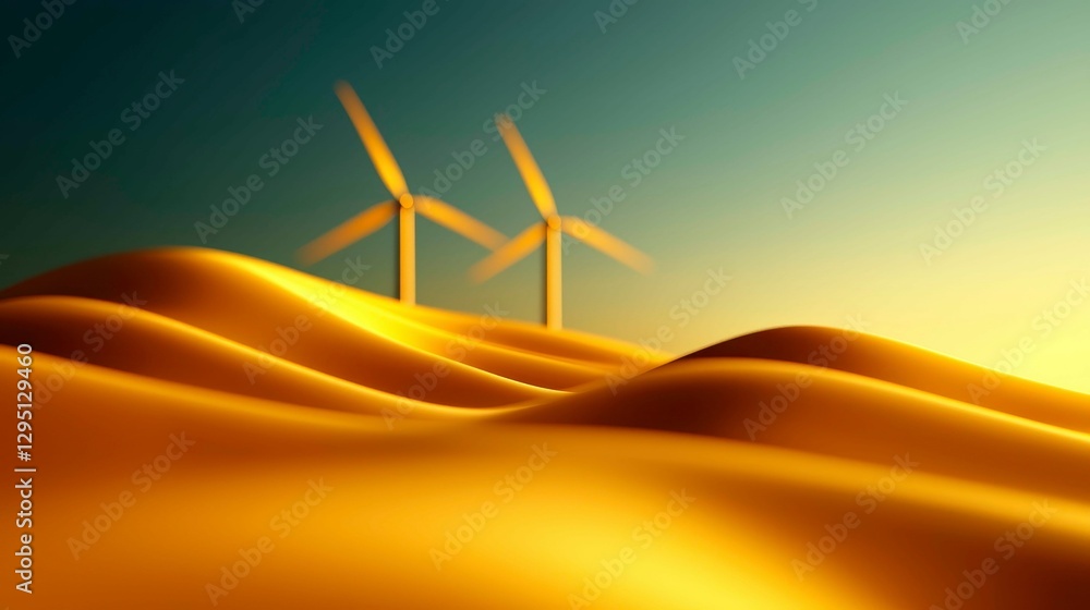 Wind Turbines Stand Over Undulating Dunes In Golden Glow Renewable Energy Initiative Vista Wind Turbines Stand Over Undulating Dunes In Golden Glow Renewable Energy Initiative Vista