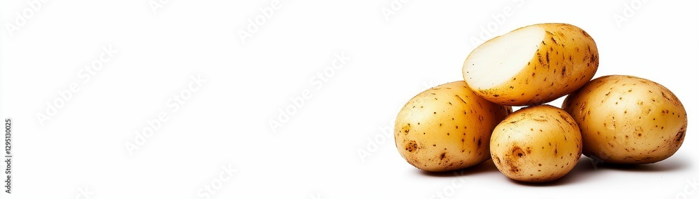 Earthy Harvest Still Life Potatoes Pile With Cut Potato In a Kitchen Cooking Scene Preparation