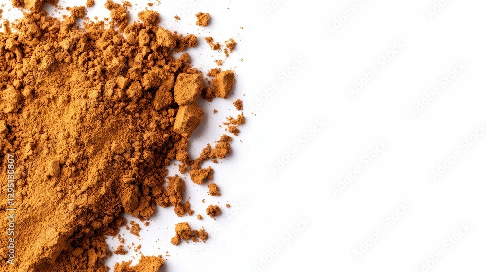 Pile of Rich Brown Soil with Crumbling Texture against Bright White Background for Text Overlay Pile of Rich Brown Soil with Crumbling Texture against Bright White Background for Text Overlay