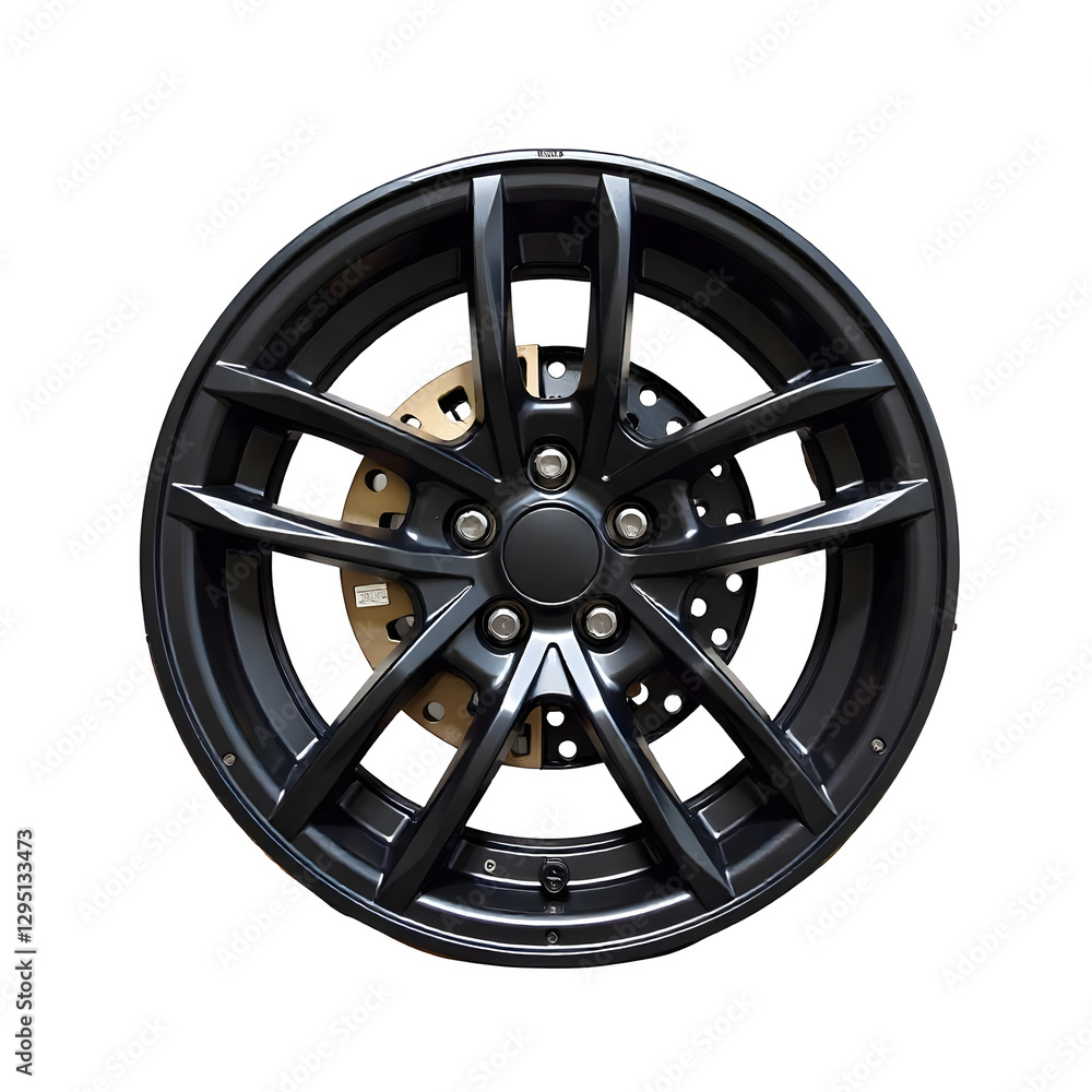 Obraz premium Black Wheel and Tire Assembly on transparent background