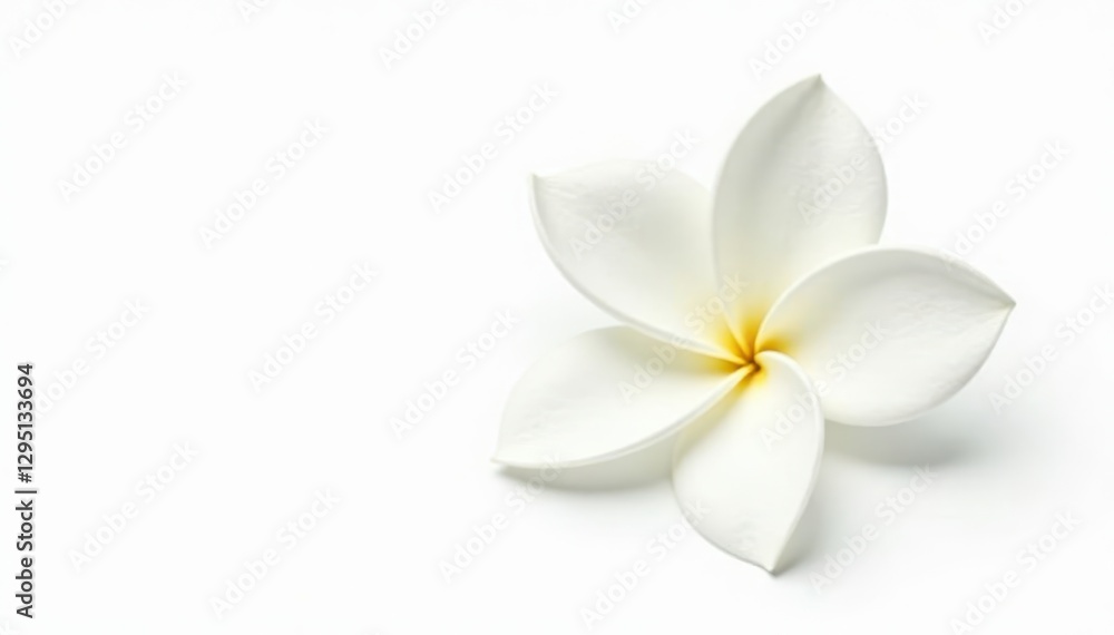 Fototapeta premium Single gardenia blossom, pristine white petals, isolated on pure white background, background, white