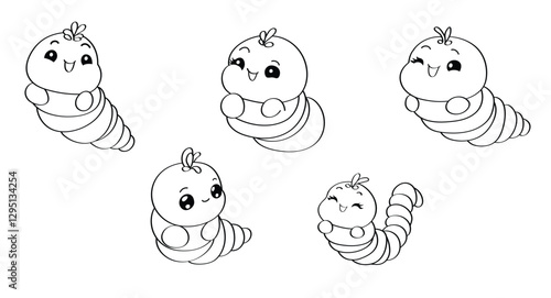 Cartoon line drawing illustration Green worm
Vector illustration