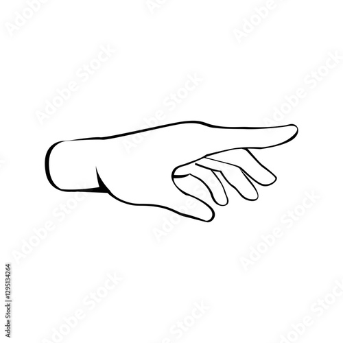 Hand gesture palm down. Arm showing something, gives a helping hand, support concept sketch out line