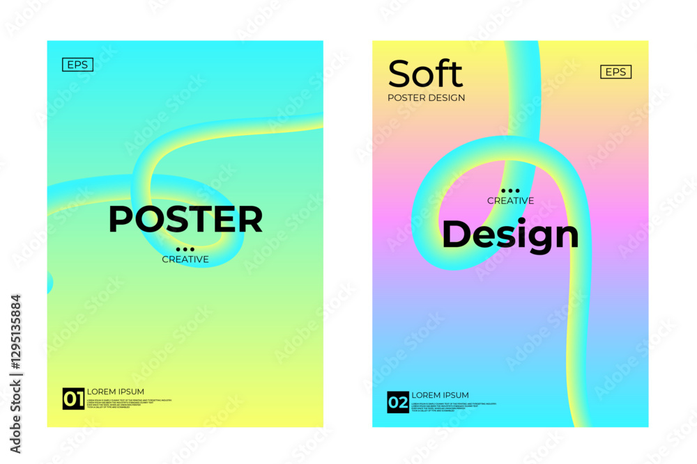 Fototapeta premium Modern poster design with gradient round sphere in the center. Colorful banner design with 3d gradient background. Ideal for tech event invitation, ad, cover, web. vector illustration