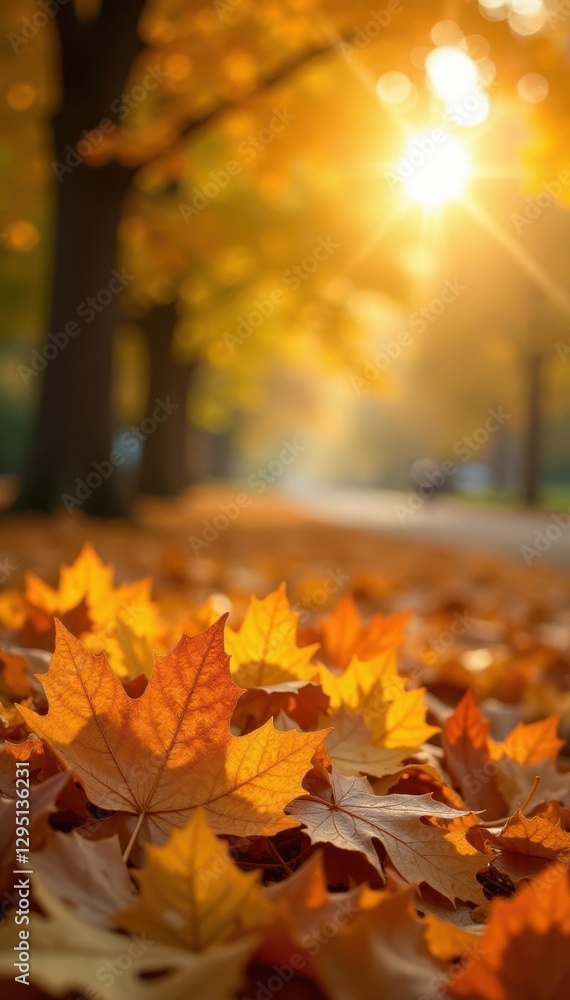 Sunlit pile of autumn leaves, yellow highlights , shadow, detail Sunlit pile of autumn leaves, yellow highlights , shadow, detail