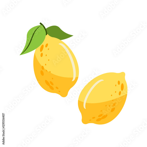Fresh lemon vibrant color. Flat cartoon vector illustration