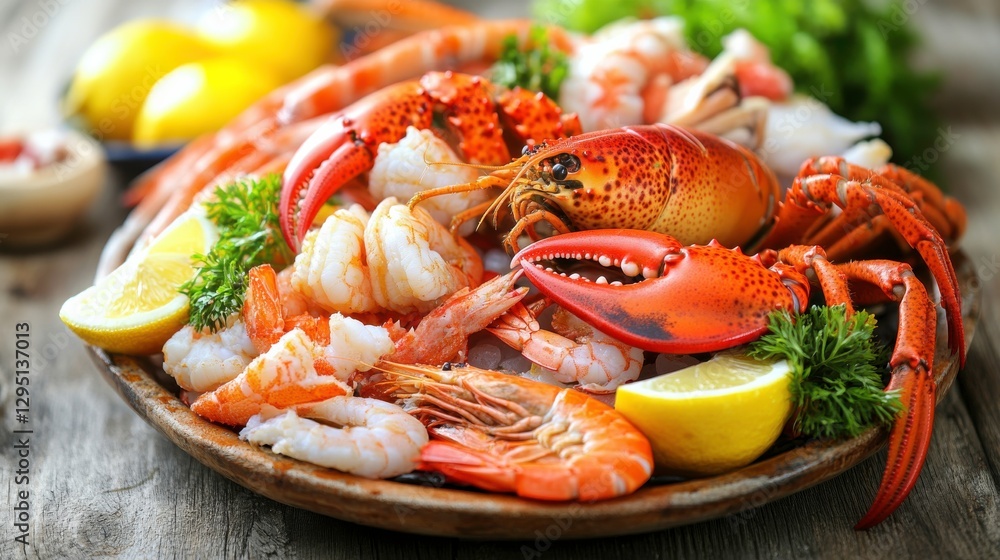 Fresh Seafood Platter with Lobster, Shrimp, and Crab Claws Fresh Seafood Platter with Lobster, Shrimp, and Crab Claws