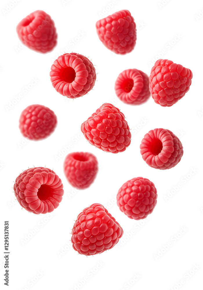 Floating Raspberries on transparent background Floating Raspberries on transparent background