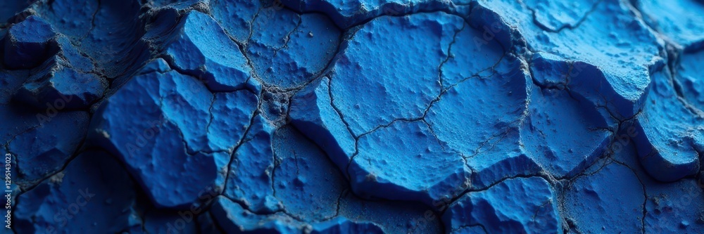 Fototapeta premium Deep blue crystal rock surface, rough and smooth textures blend , detail, deep, shadow
