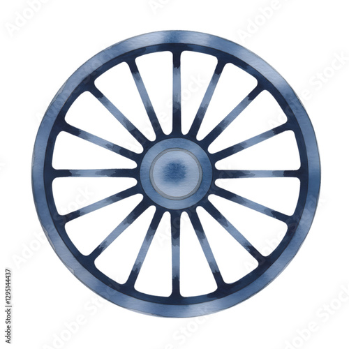 Blue Watercolor Wheel Spoke Design Vintage Retro Style Graphic art dark metal image spokes vector