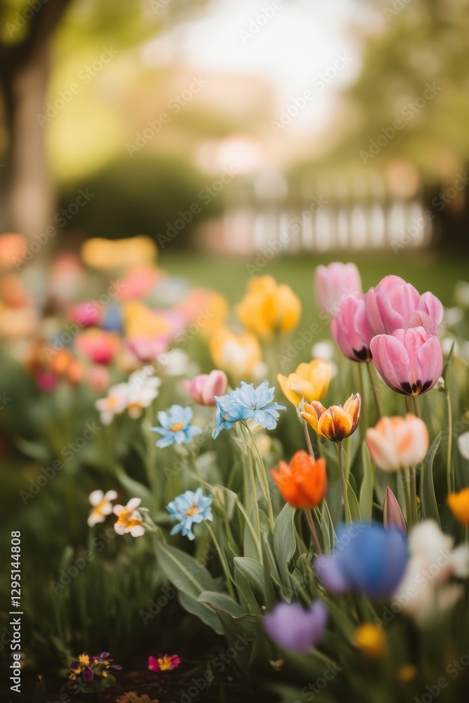 Beautiful garden with colorful flowers. Beautiful garden with colorful flowers.