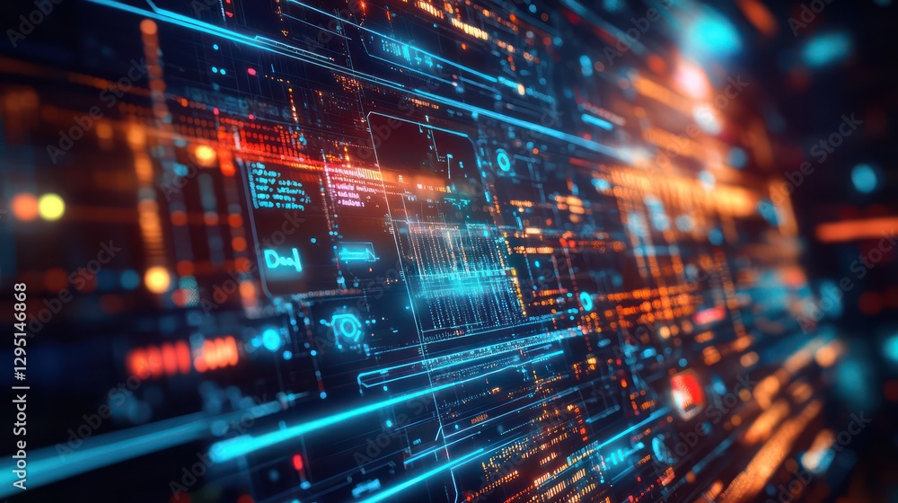 Futuristic digital data stream flowing, tech background, website banner Futuristic digital data stream flowing, tech background, website banner