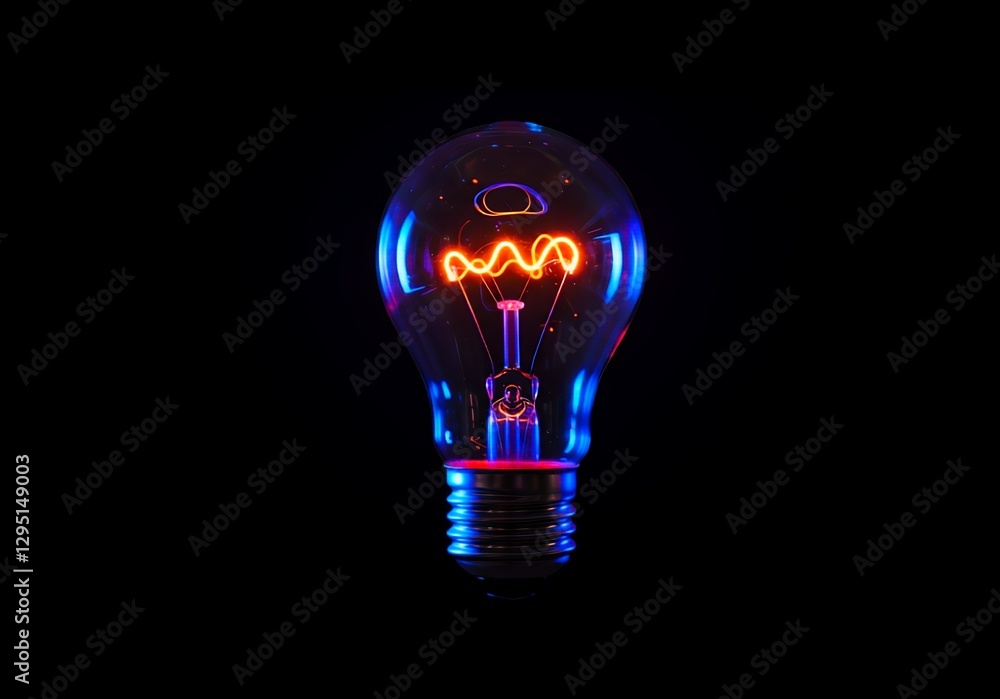 Glowing Filament in Lightbulb Against Dark Backdrop Sparking Illumination Glowing Filament in Lightbulb Against Dark Backdrop Sparking Illumination