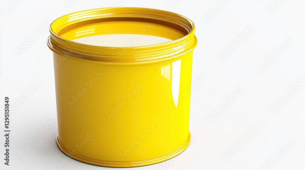 Yellow Container of Liquid on White Background Yellow Container of Liquid on White Background