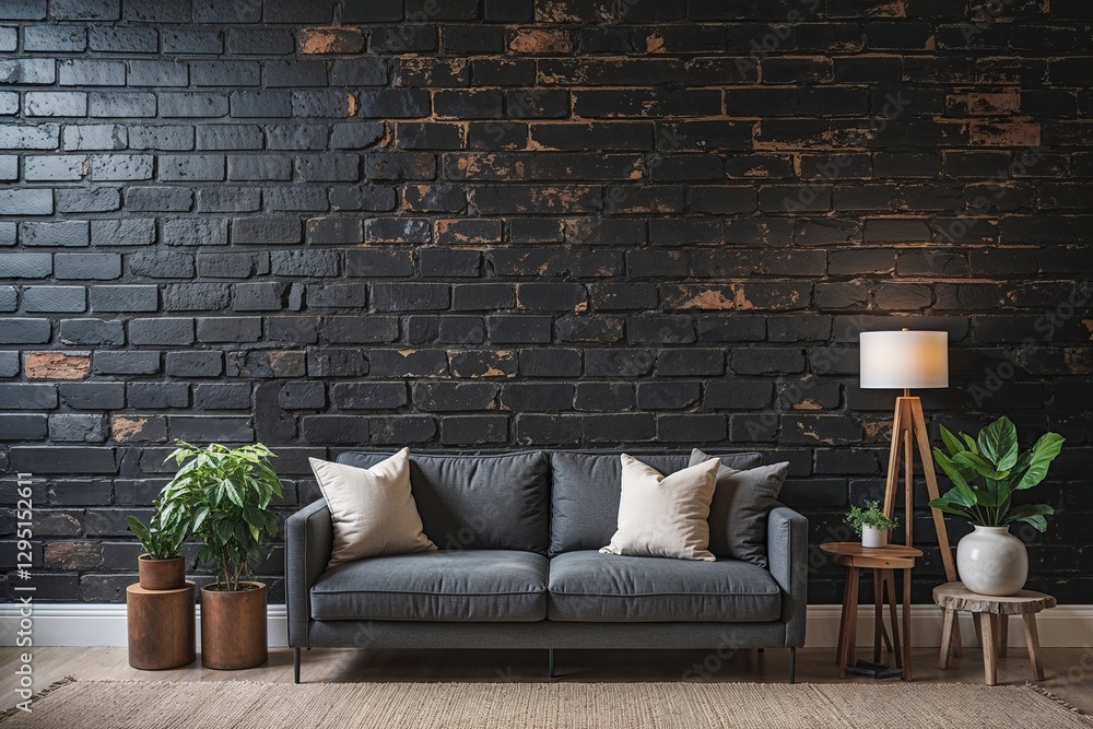 Naklejka premium Aged Ebony Brick Wall Panoramic Wallpaper Design Ideas for Stunning Interiors