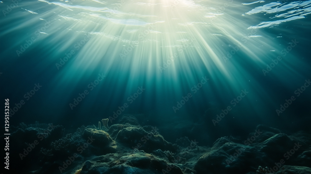 Obraz premium Glowing sea creature drifting in deep waters, a serene underwater encounter revealing nature's hidden wonders.