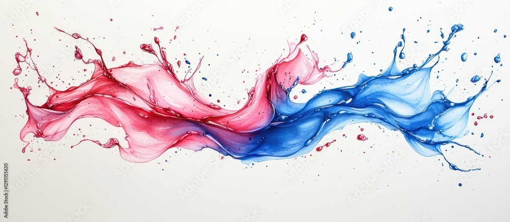 Abstract Splash of Red and Blue Colors Abstract Splash of Red and Blue Colors