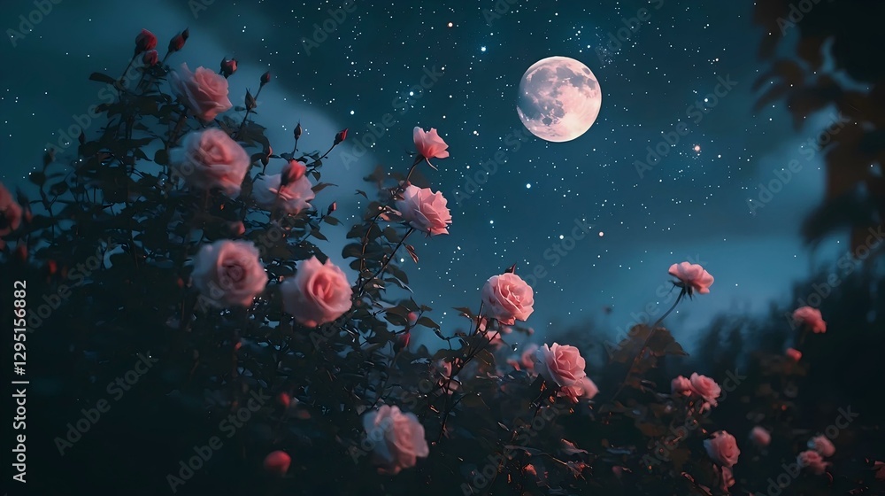 Fototapeta premium flowers night sky