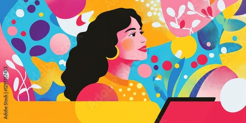 Wallpaper Mural A startup founder pitching an idea over a video call on her laptop Torontodigital.ca