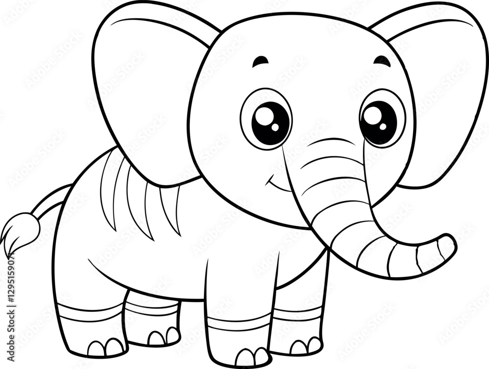 Obraz premium A hand drawing cartoon of an elephant coloring page vector illustration for kids