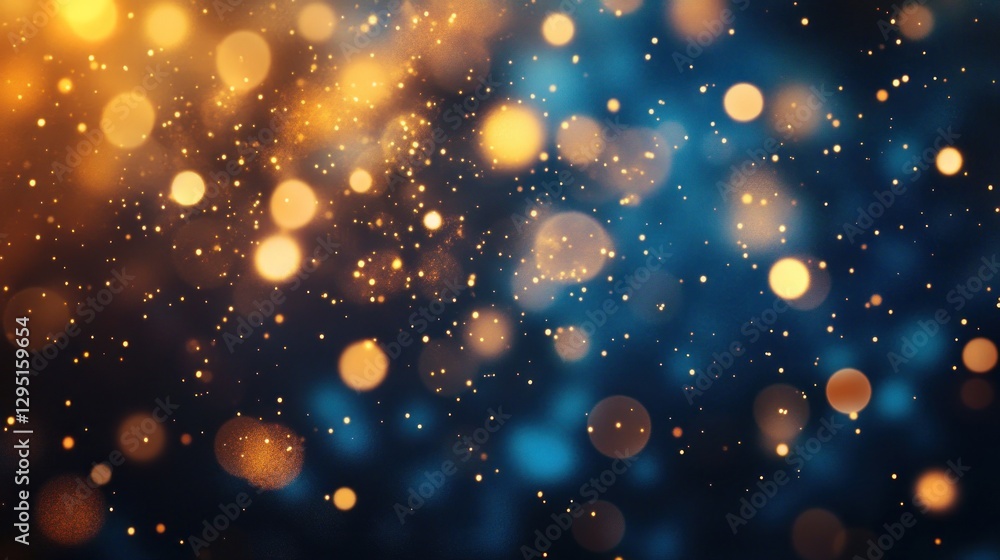 Fototapeta premium Abstract bokeh background with golden and blue lights.