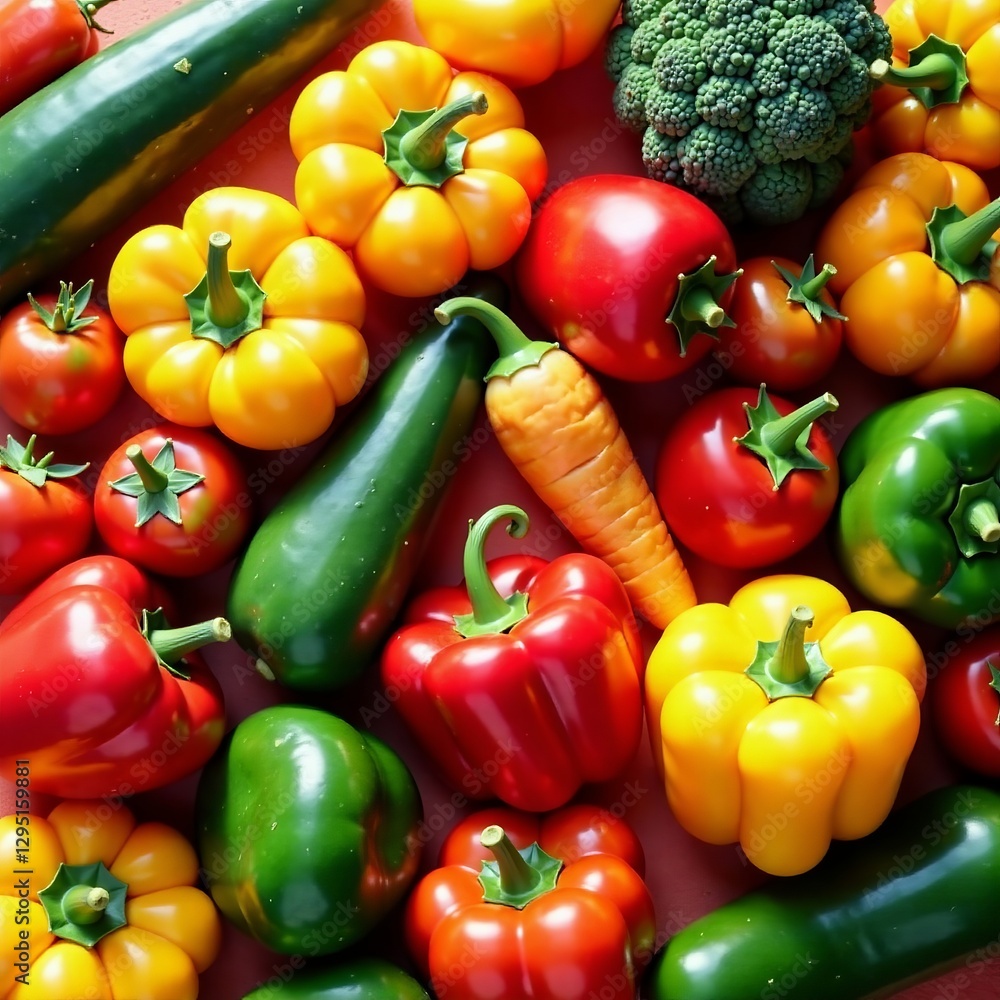 Colorful vegetables repeating pattern on a large surface, healthy, vegetarian Colorful vegetables repeating pattern on a large surface, healthy, vegetarian