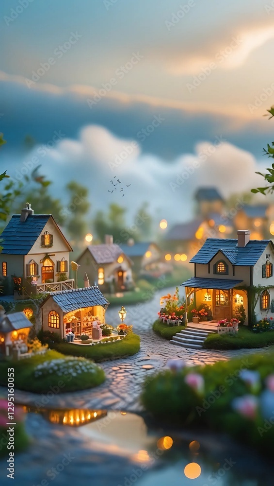 Fototapeta premium Miniature Village Arrangement