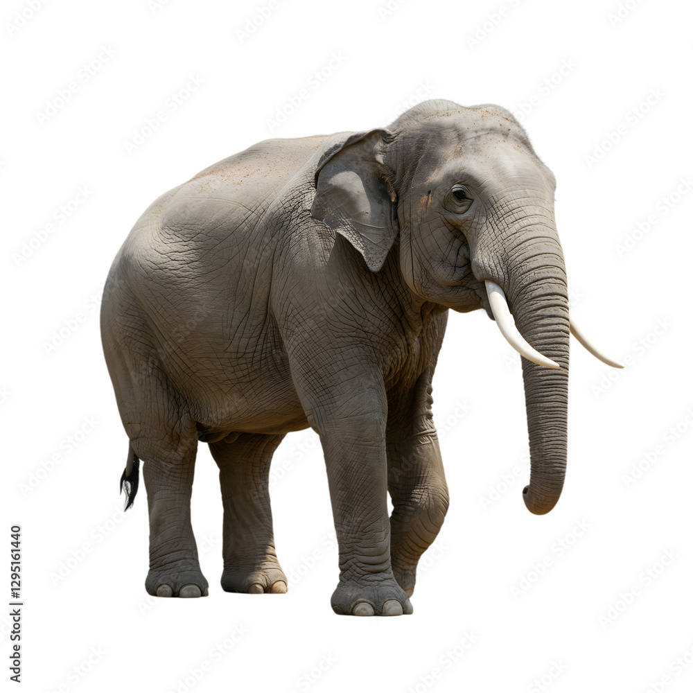 Obraz premium Majestic Asian Elephant Standing Isolated Black Background Wildlife Photography Zoo Gray Tusks Large