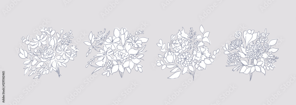 手書きの花束イラスト。ベクターの花束イラスト。花束の線画イラスト。Hand drawn bouquet illustration. Vector bouquet illustration. Line drawing illustration of a bouquet. 手書きの花束イラスト。ベクターの花束イラスト。花束の線画イラスト。Hand drawn bouquet illustration. Vector bouquet illustration. Line drawing illustration of a bouquet.