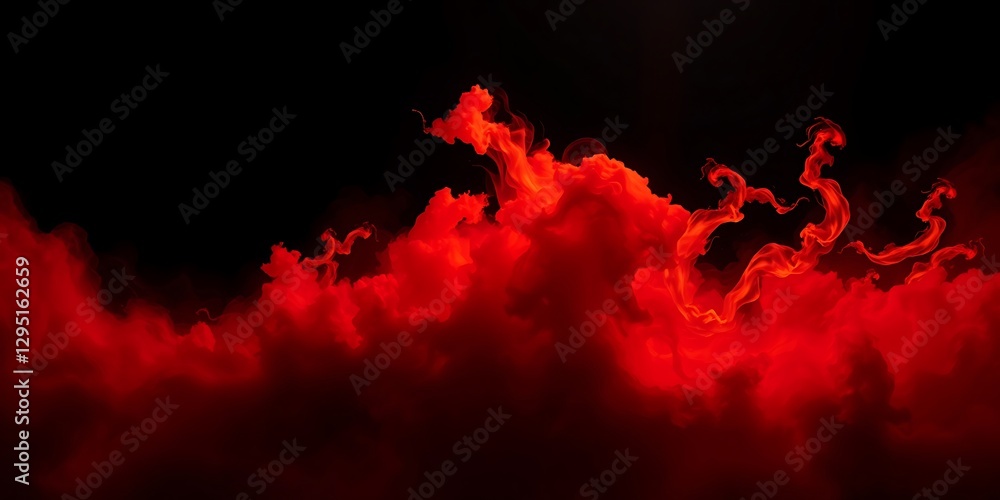 A dark image with red, flame-like shapes resembling clouds or smoke against a black background. A dark image with red, flame-like shapes resembling clouds or smoke against a black background.
