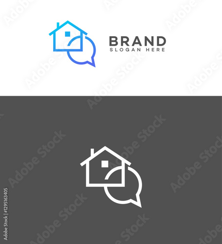 Real Estate Communication Logo Design, Home Chat, Brand Identity